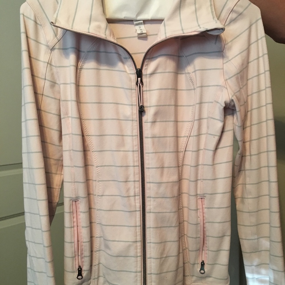 Lulu lemon Asana Pink and Grey Striped Jacket